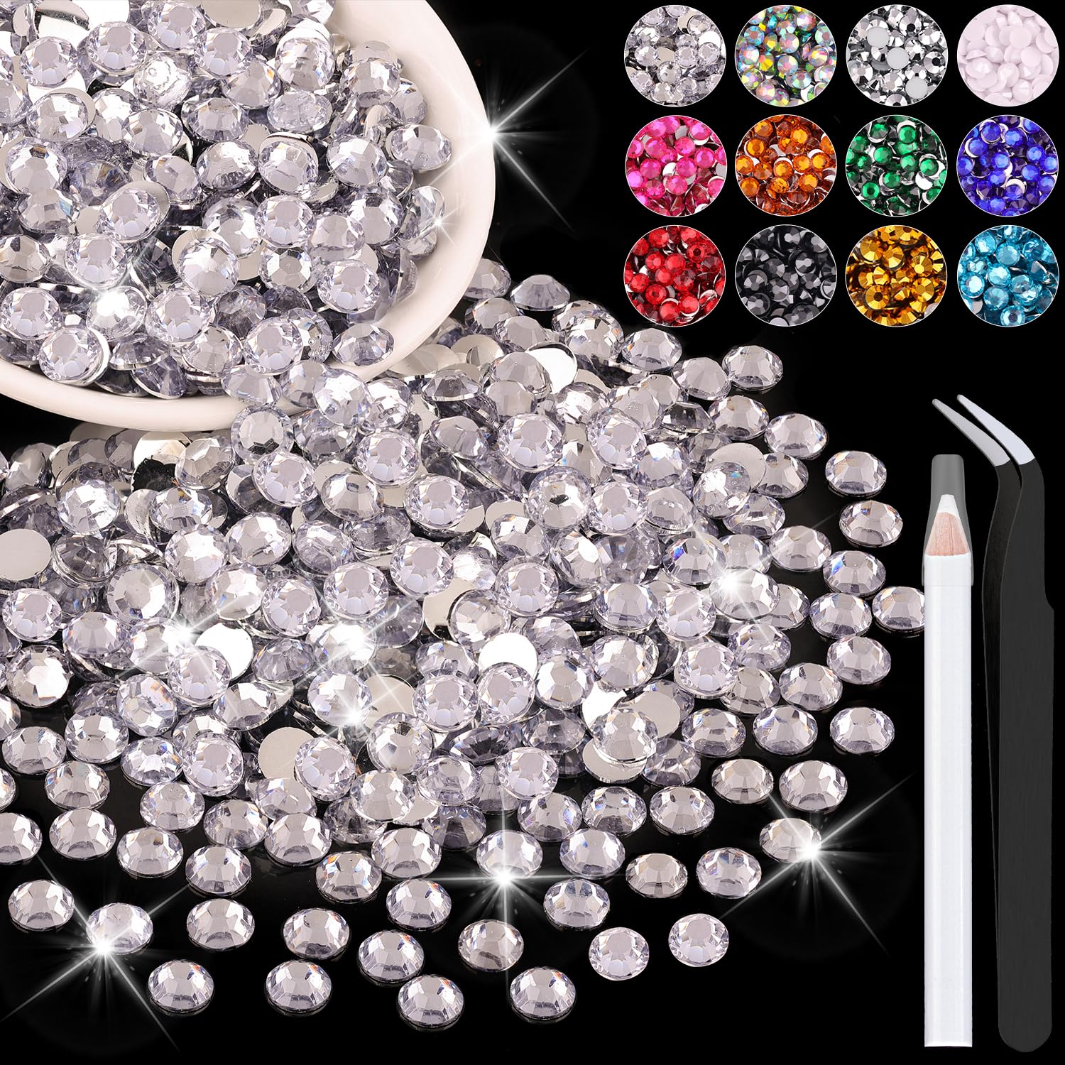 BELLEBOOST front packaging showing 2500 clear rhinestones and tools, ready to craft