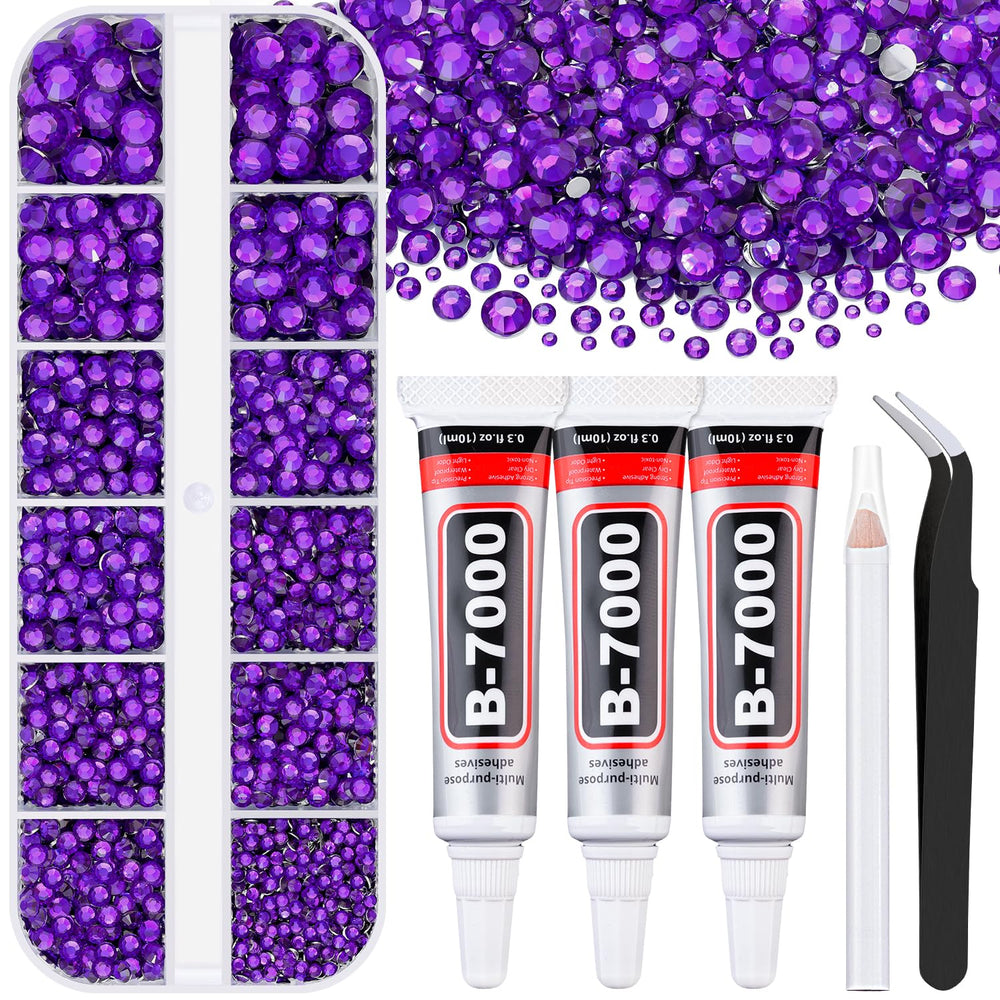 BELLEBOOST front packaging showing dark purple rhinestone kit and accessories, organized storage benefit