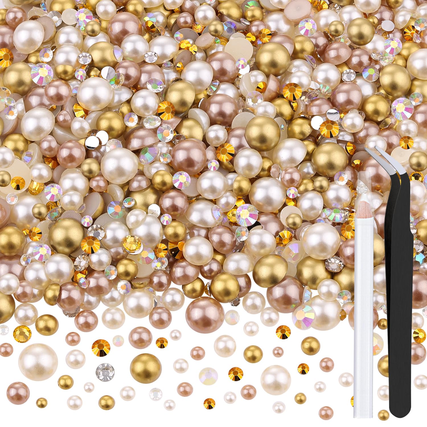 BELLEBOOST front packaging showing mixed pearls and rhinestones, clear organization benefit