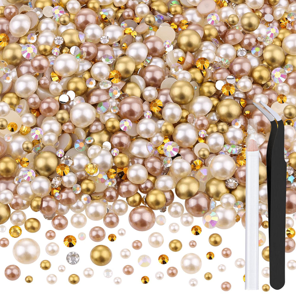 BELLEBOOST front packaging showing mixed pearls and rhinestones, clear organization benefit