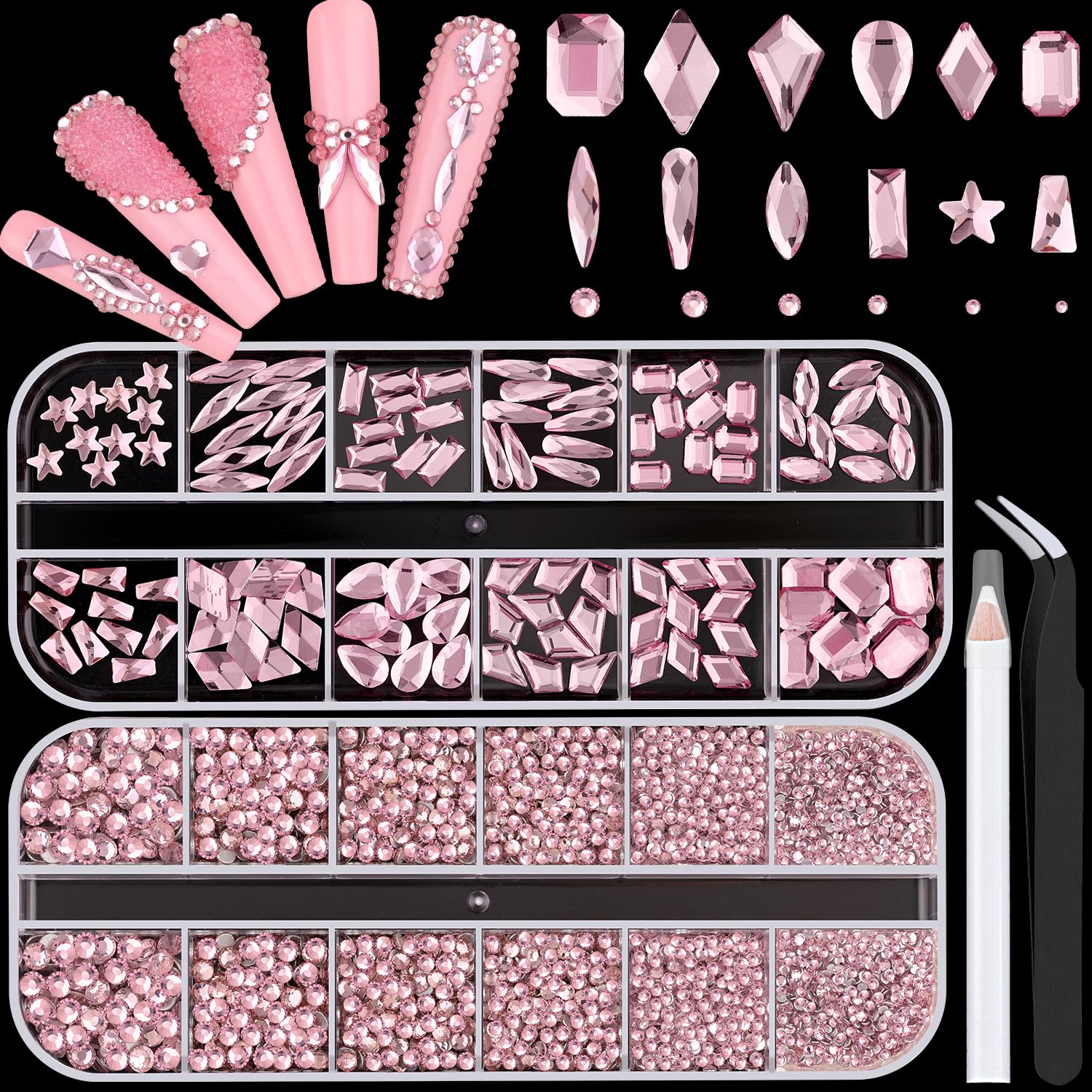 BELLEBOOST front packaging showing full pink rhinestone kit and benefits