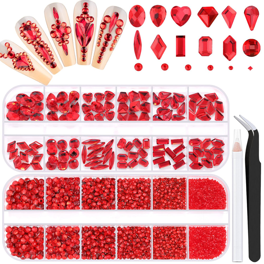 BELLEBOOST front packaging showing full red rhinestone kit and included tools, convenient set