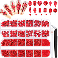 BELLEBOOST front packaging showing full red rhinestone kit and included tools, convenient set
