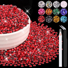 BELLEBOOST front packaging of red 3mm rhinestones showing included tools and volume benefits
