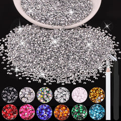 BELLEBOOST front packaging showing bulk 2mm silver rhinestones and tools for easy supply