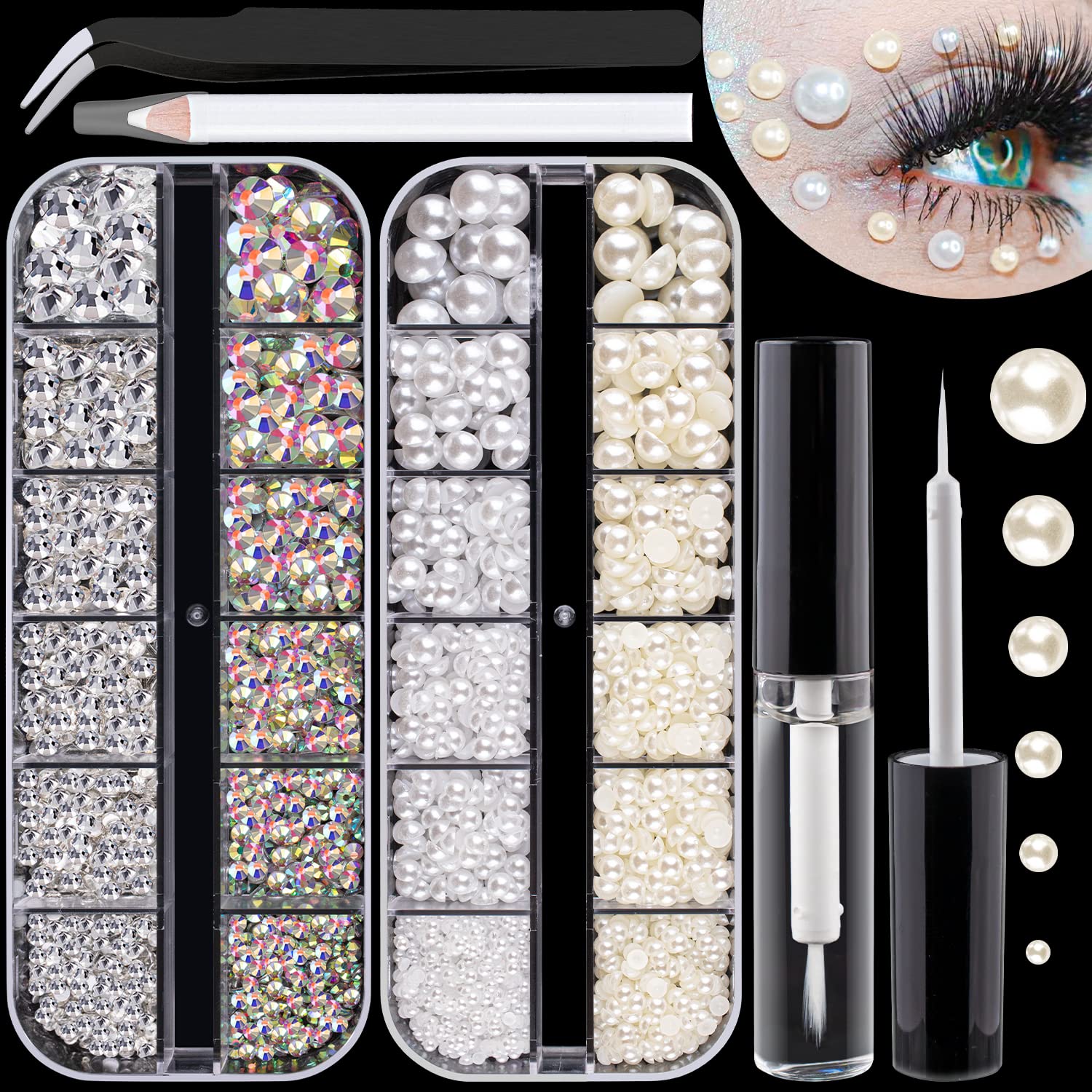 BELLEBOOST front packaging showing organized crystal and pearl trays for quick selection