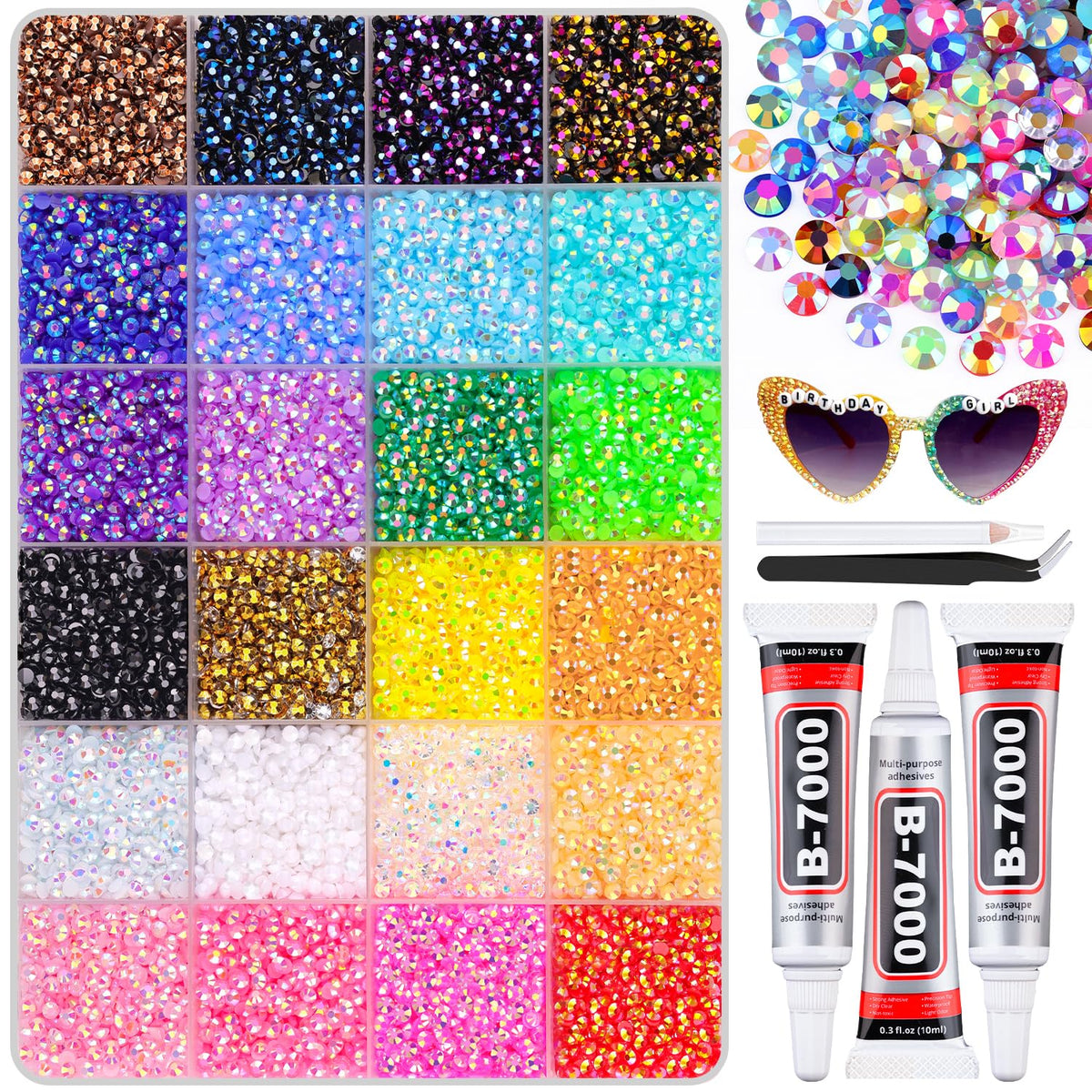 BELLEBOOST front packaging showing full rhinestone kit and tools for easy crafting