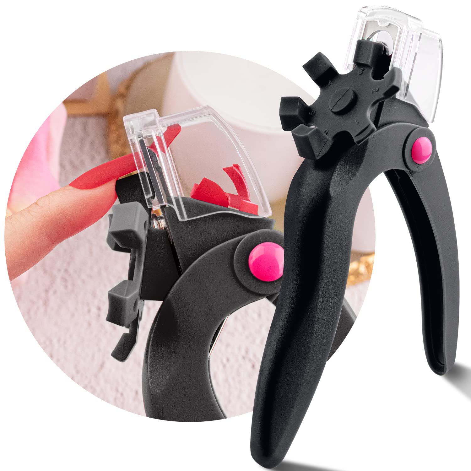 BELLEBOOST front view of adjustable clipper showing full tool and ergonomic handle for comfortable manicures
