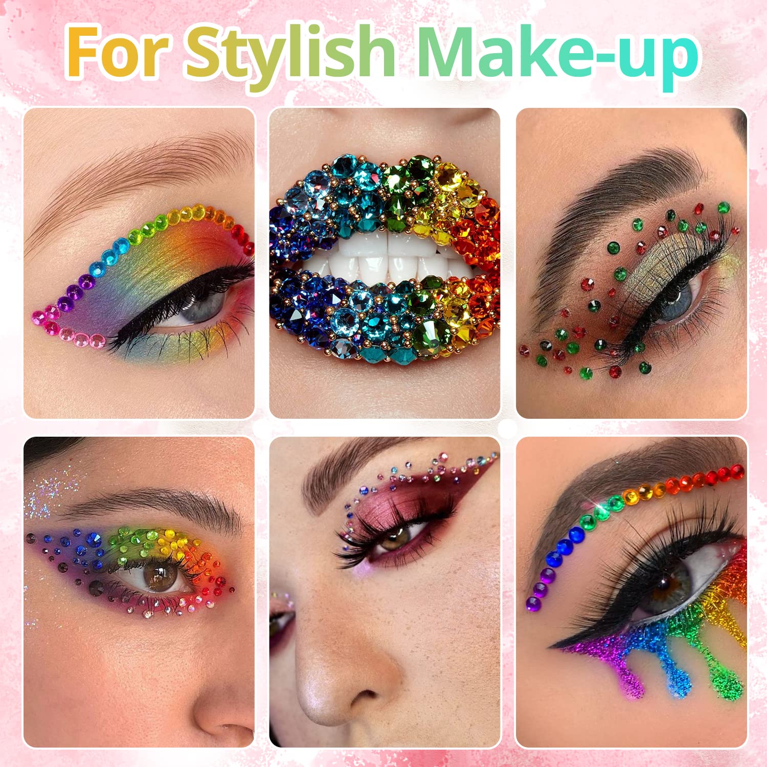 BELLEBOOST face gems applied to model eye for dramatic sparkle