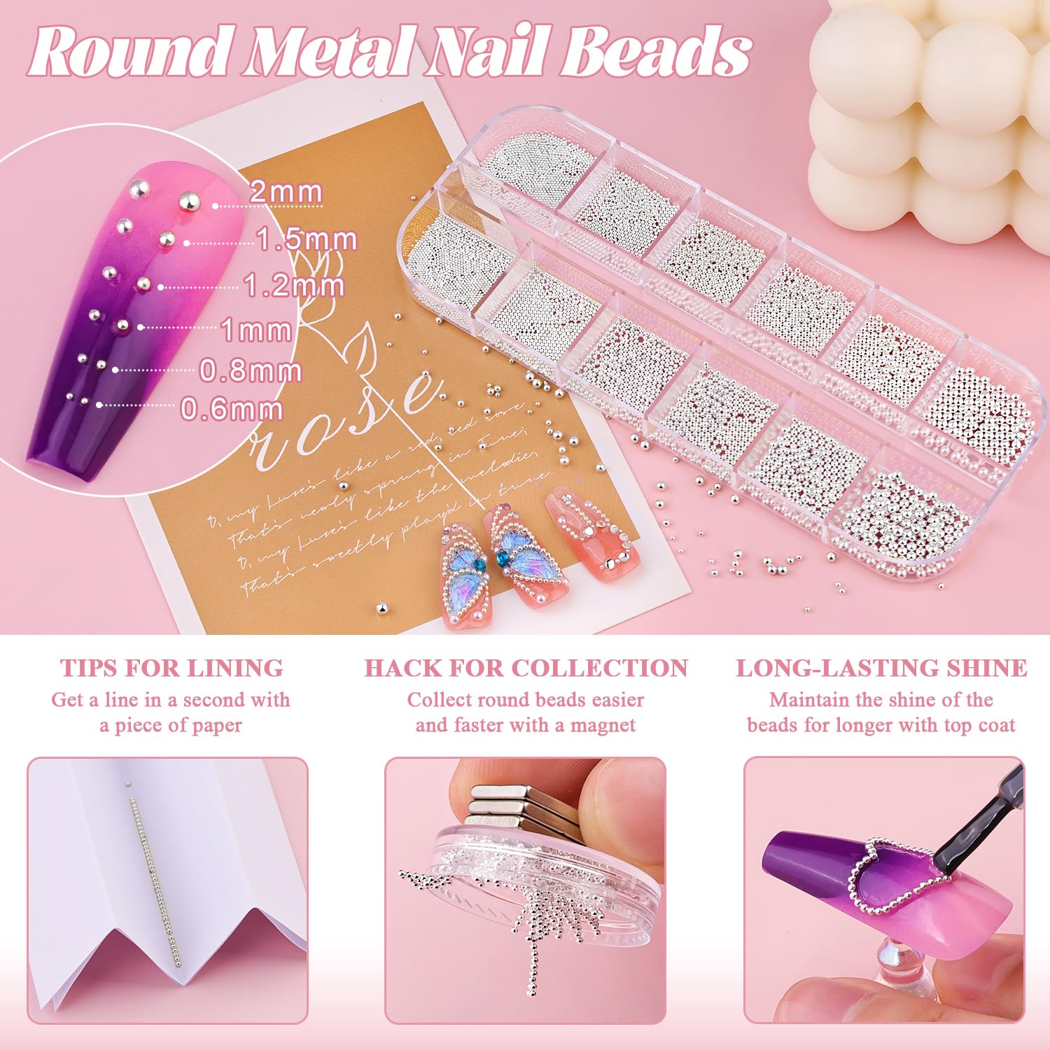 BELLEBOOST beads held in hand to show scale and variety of sizes for precise designs