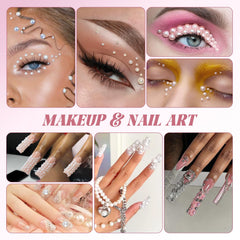 BELLEBOOST pearls and rhinestones applied on nails, example of finished decorative effect