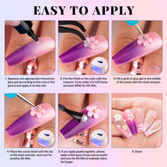 BELLEBOOST manicure in use with charms showing secure, cured embellishments