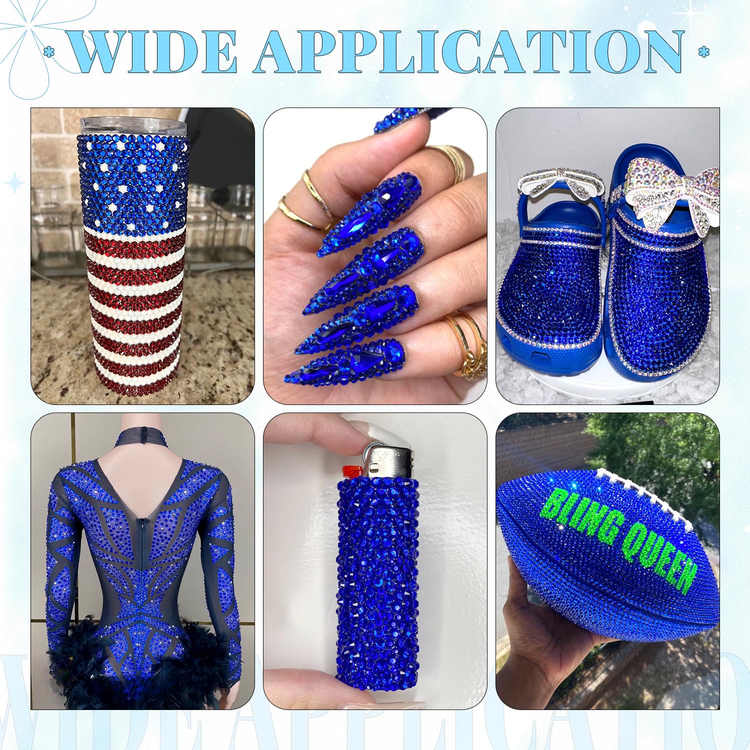 BELLEBOOST rhinestones applied on a tumbler demonstrating vibrant decorative finish