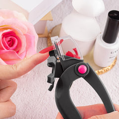 BELLEBOOST in-use in a salon setting trimming acrylic tips to speed professional nail services