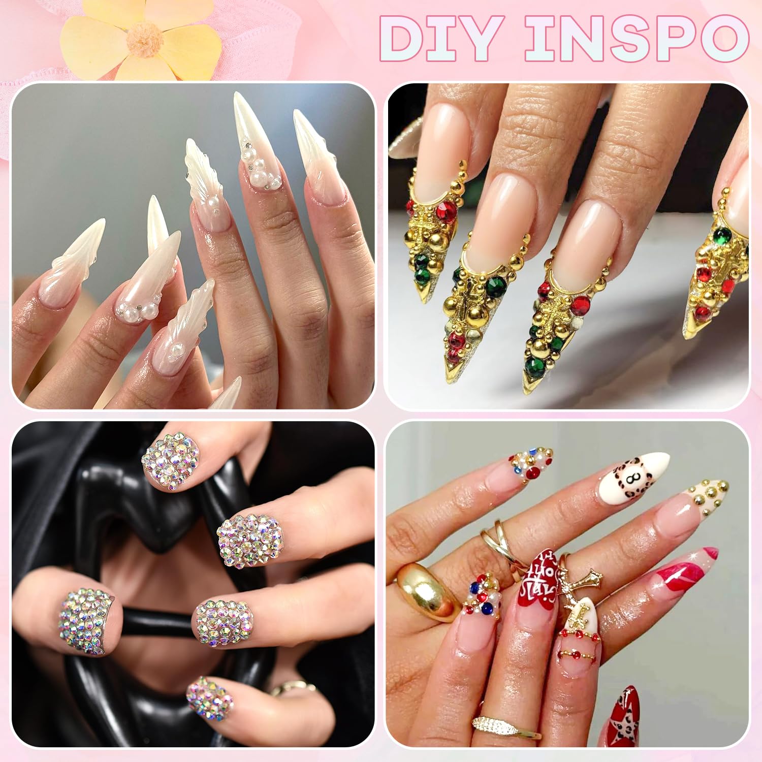 BELLEBOOST multicolor mini gems spread showing color range for creative nail art