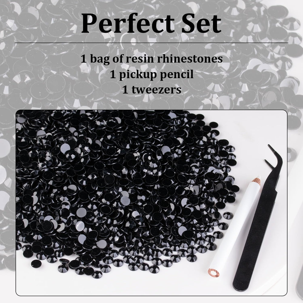 BELLEBOOST rhinestones applied to nails demonstrating tiny black accents and lasting detail