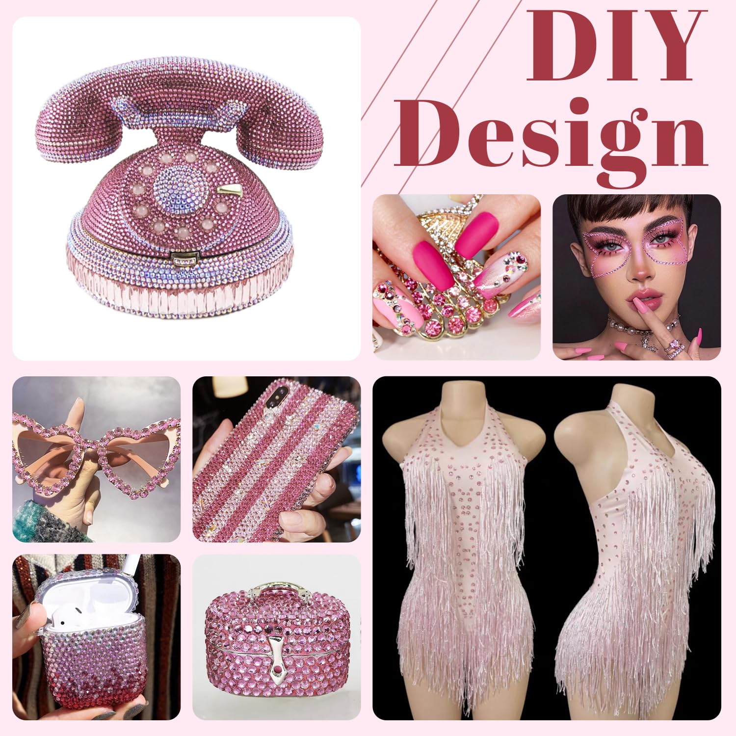 BELLEBOOST 3mm rhinestones applied on nails showcasing neat, lasting nail decoration