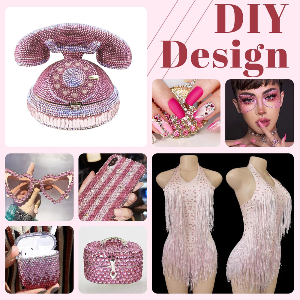BELLEBOOST 3mm rhinestones applied on nails showcasing neat, lasting nail decoration