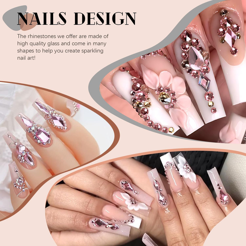 BELLEBOOST rhinestones applied on nails creating sparkling manicure look