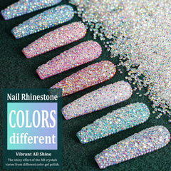 BELLEBOOST rhinestones applied on fingernail showcasing delicate detailed manicure shine