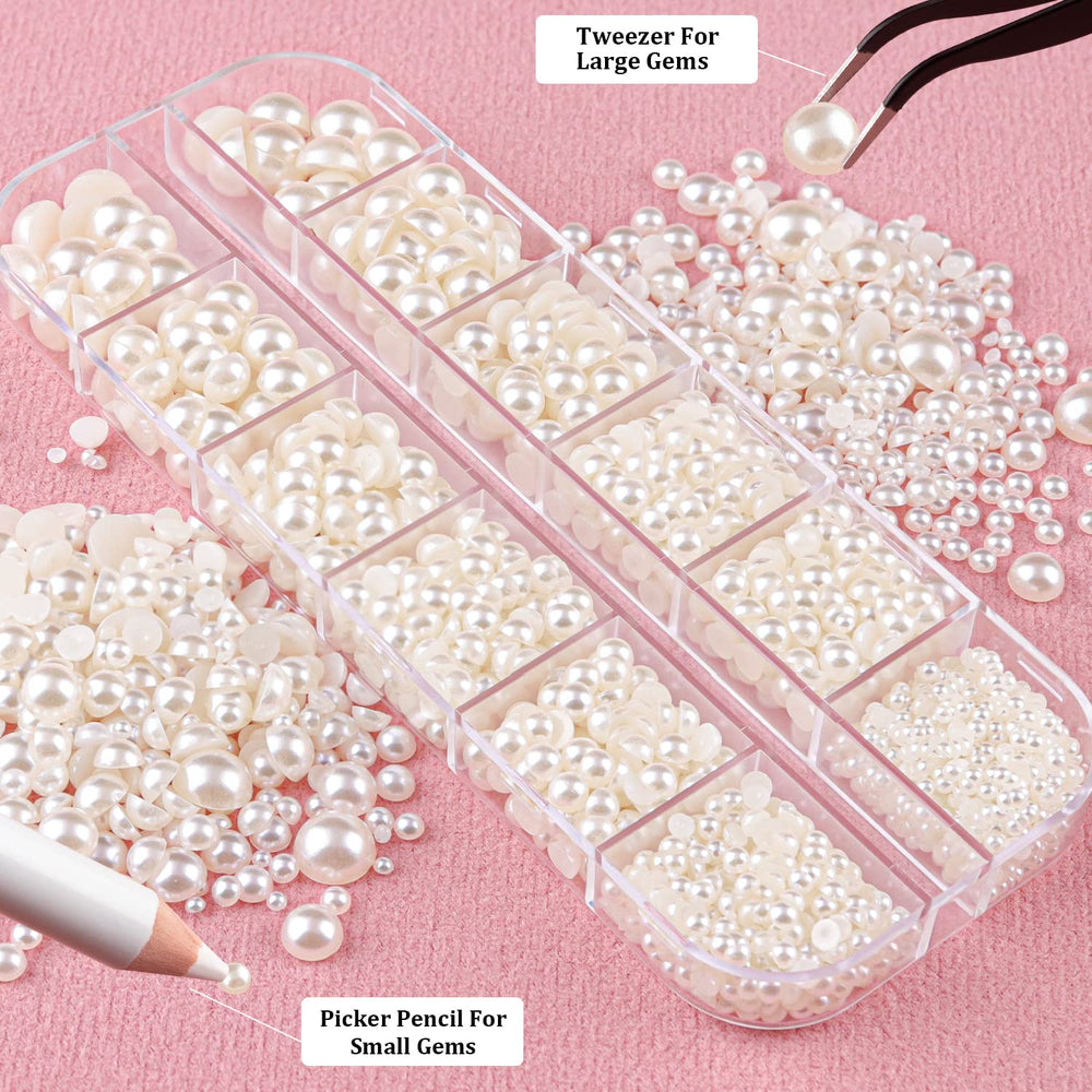 BELLEBOOST picker pencil and tweezer beside pearls for precise placement and speed
