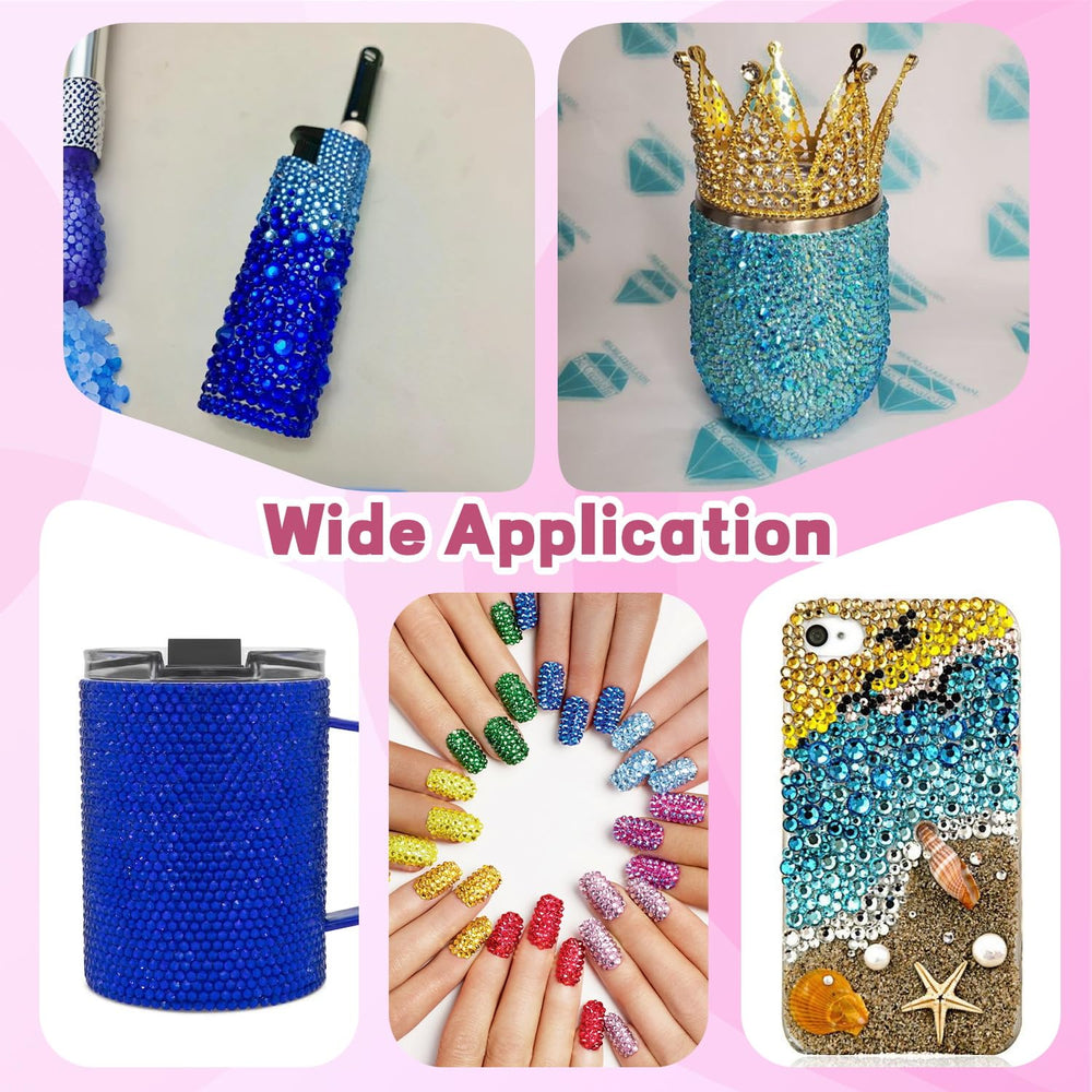 BELLEBOOST rhinestones applied on a phone case demonstrating decorative effect and shine