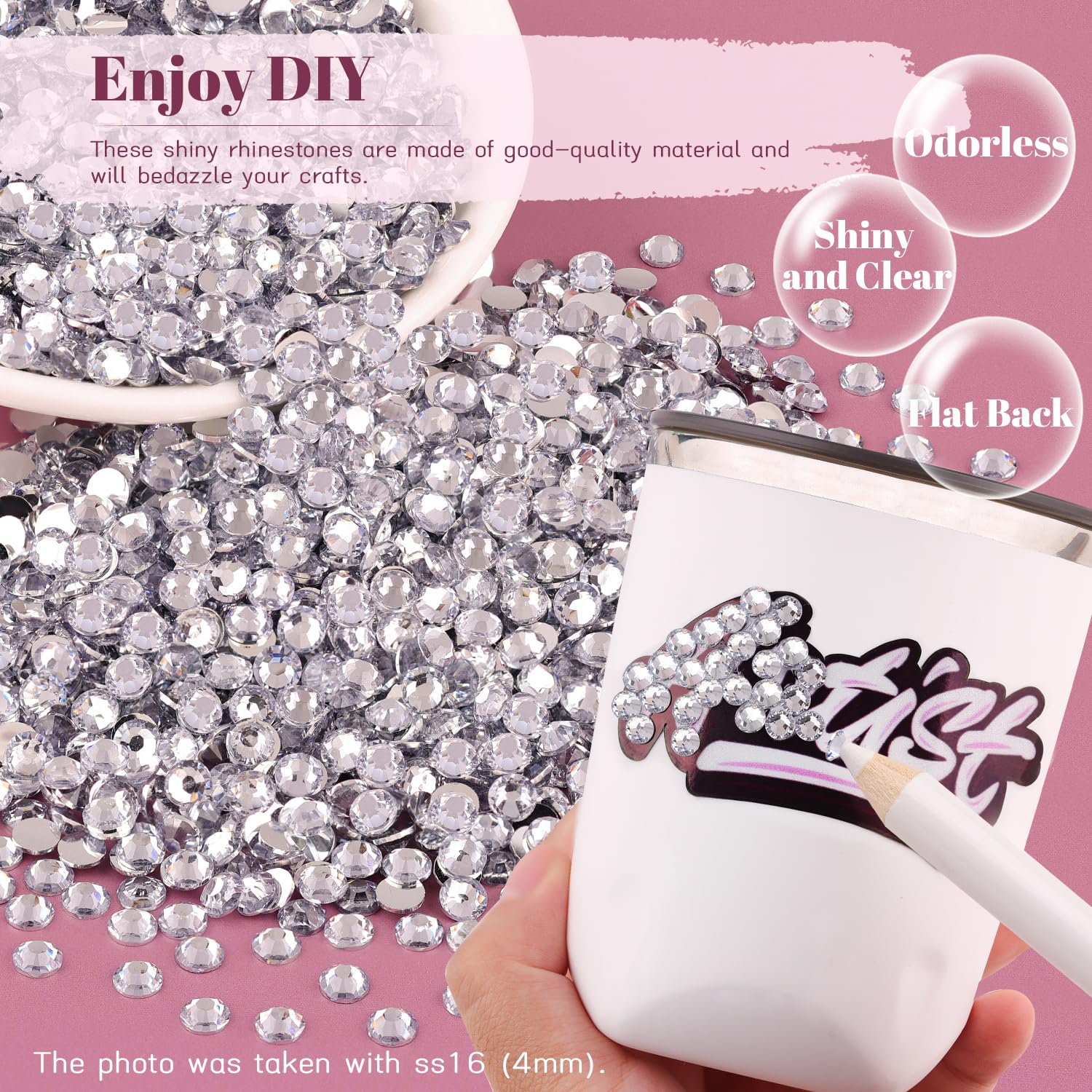 BELLEBOOST rhinestones applied to manicure, enhancing nails with durable shine