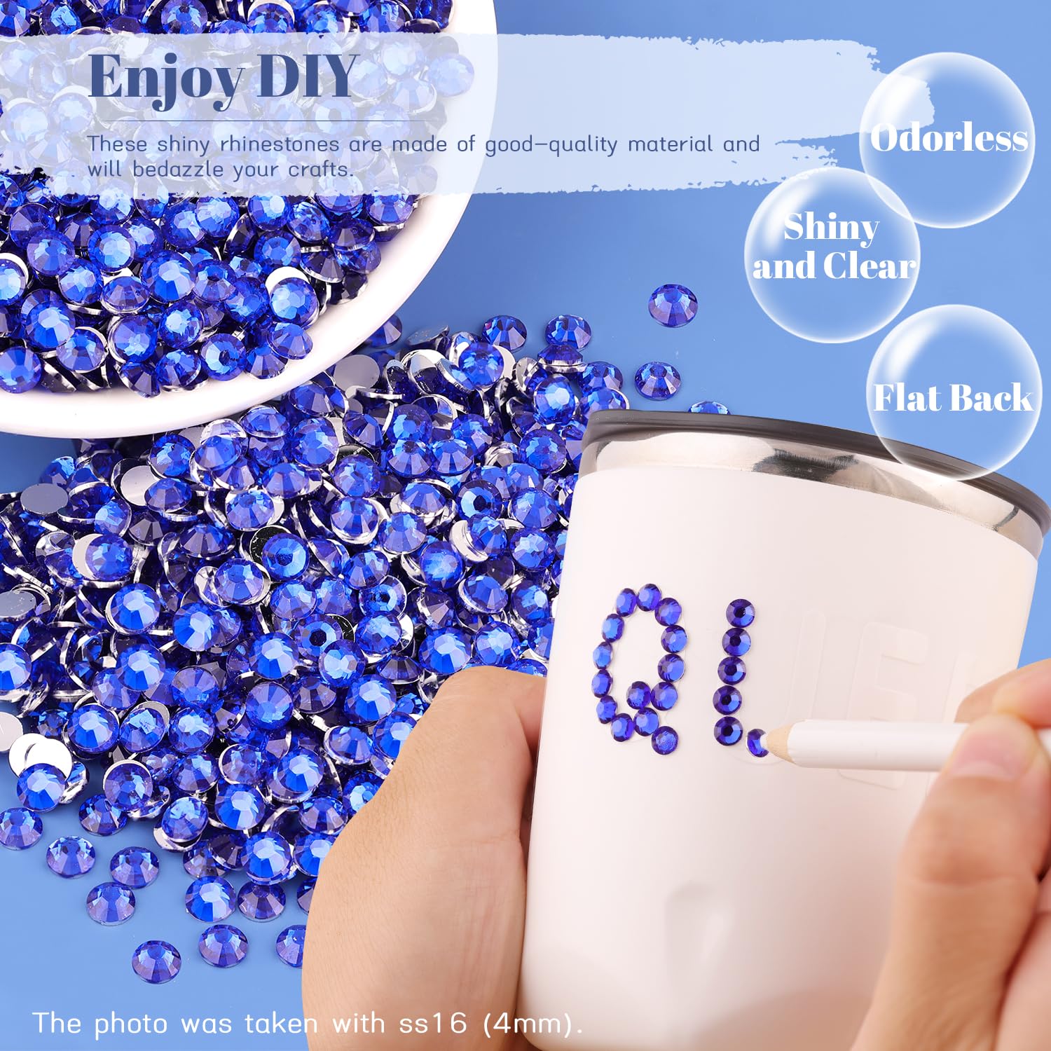 BELLEBOOST rhinestones in palm demonstrating 4mm scale and quantity for larger projects