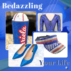 BELLEBOOST royal blue gems adhered to a tumbler illustrating vibrant customized drinkware decor