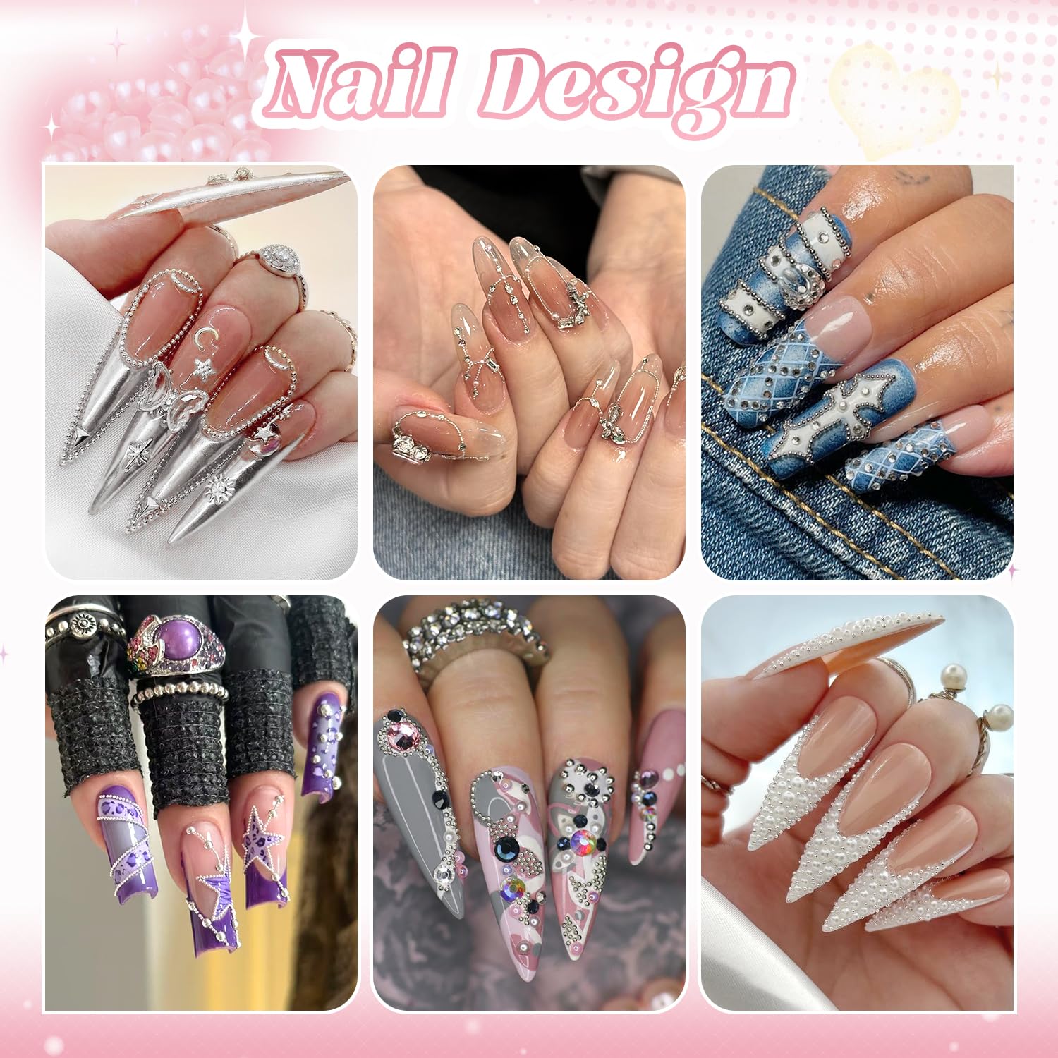 BELLEBOOST silver chains detail highlighting linear embellishment options for nail design