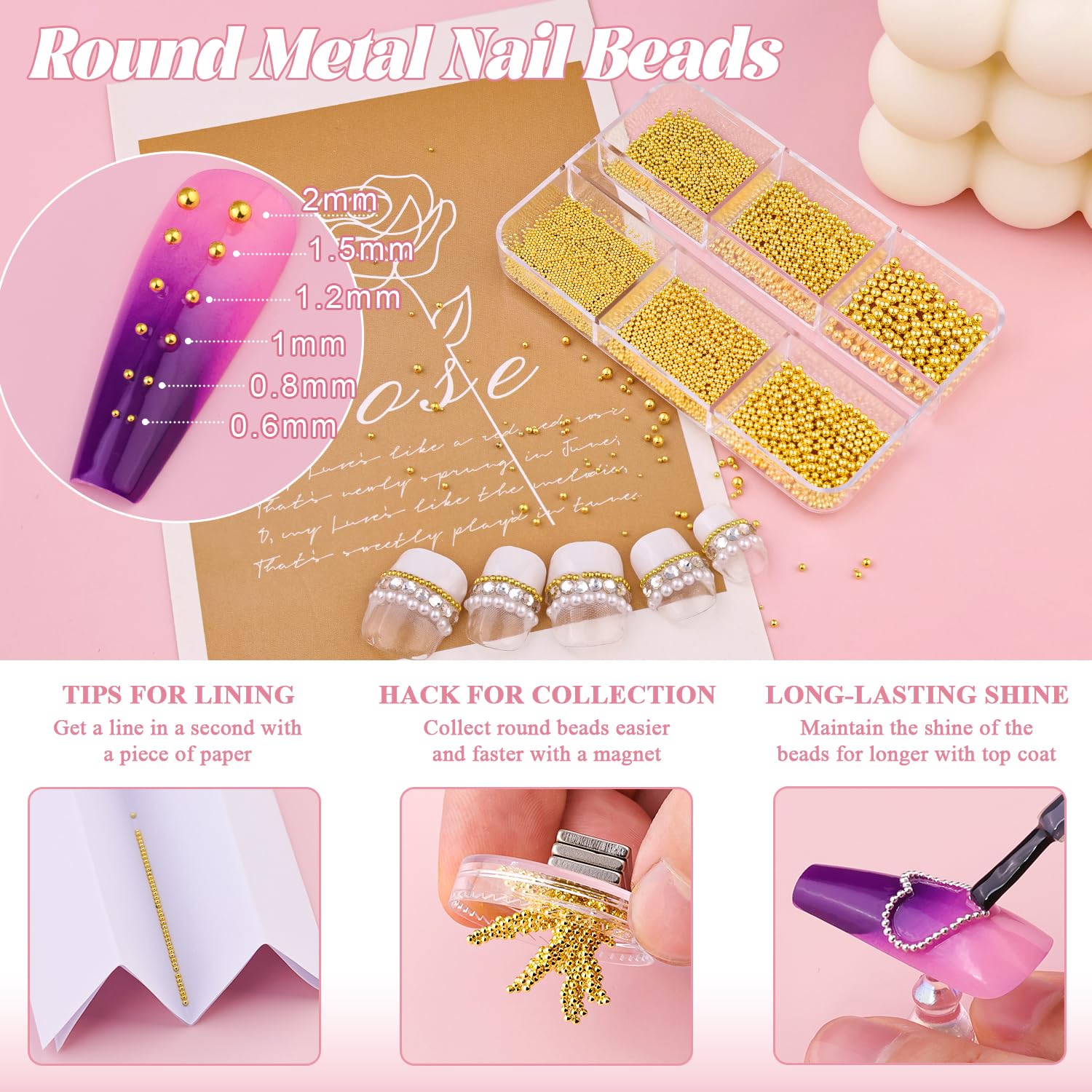 BELLEBOOST silver and gold metal caviar beads detail for metallic accents