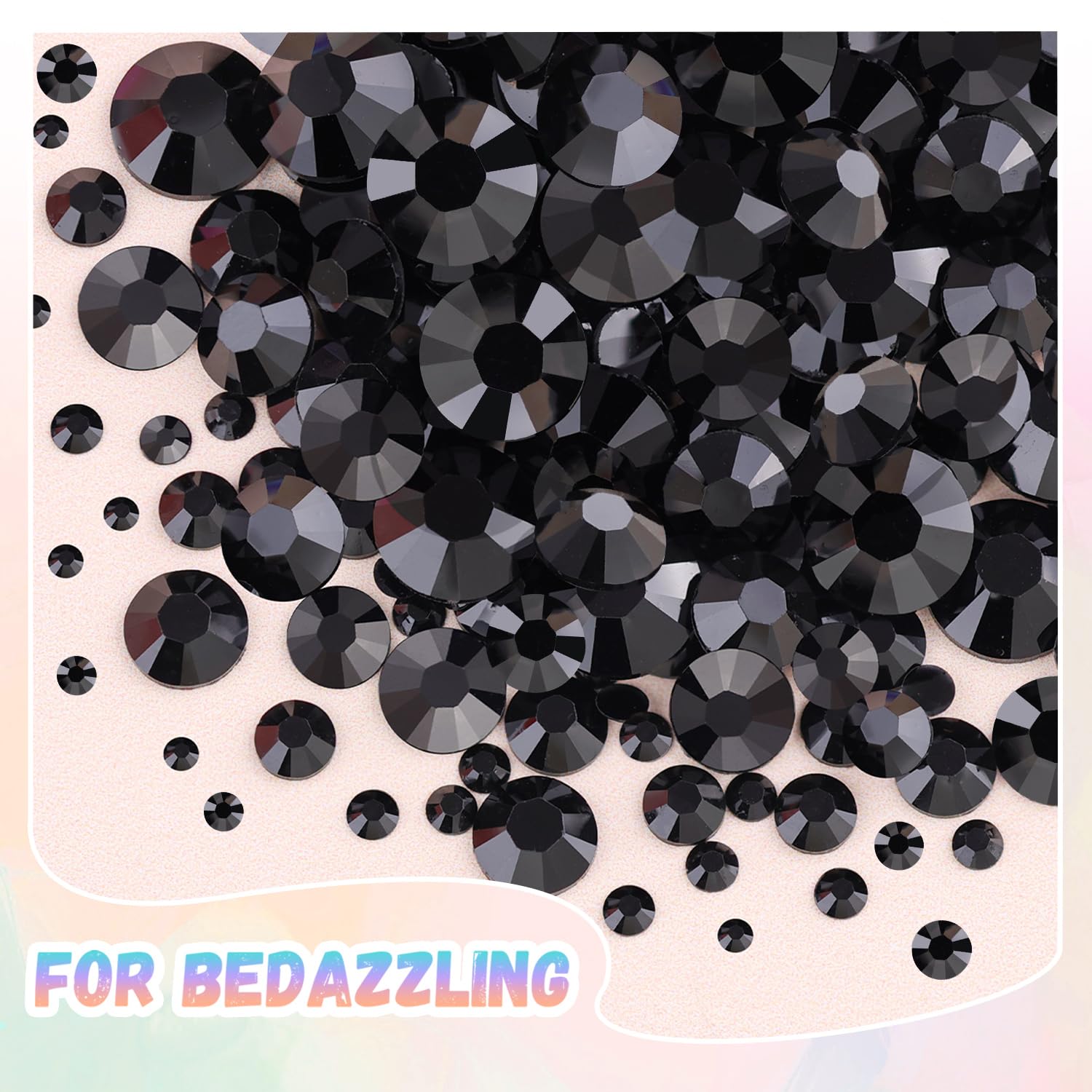 BELLEBOOST rhinestones beside ruler showing assorted sizes useful for layered designs
