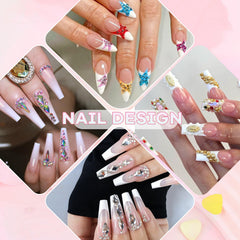 BELLEBOOST size comparison scale displaying variety of sizes for layered nail designs