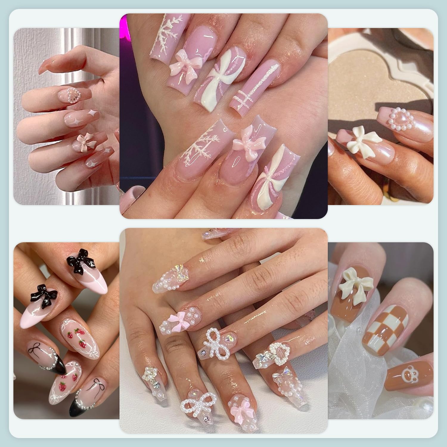 BELLEBOOST pink and white star heart moon charms detail for playful themed manicures