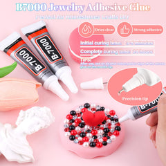 BELLEBOOST tools and glue layout showing tweezer picker and B7000 precision