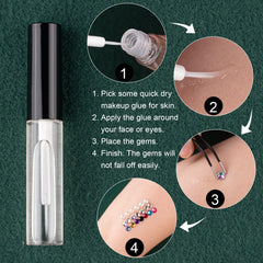 BELLEBOOST tweezer, picker pencil and quick‑dry glue displayed for precise application