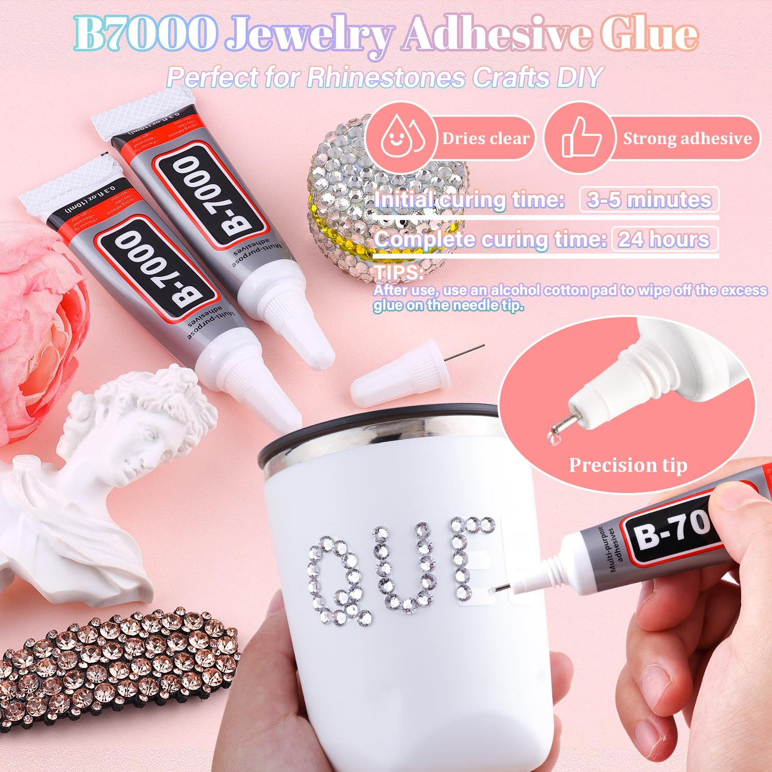 BELLEBOOST pickup pen tweezers and B7000 glue for precise application