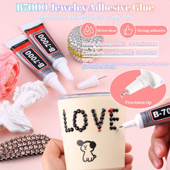 BELLEBOOST tools including tweezers, pickup pen and B7000 glue for precise application