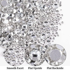 BELLEBOOST transparent white rhinestones arranged by size for precise planning