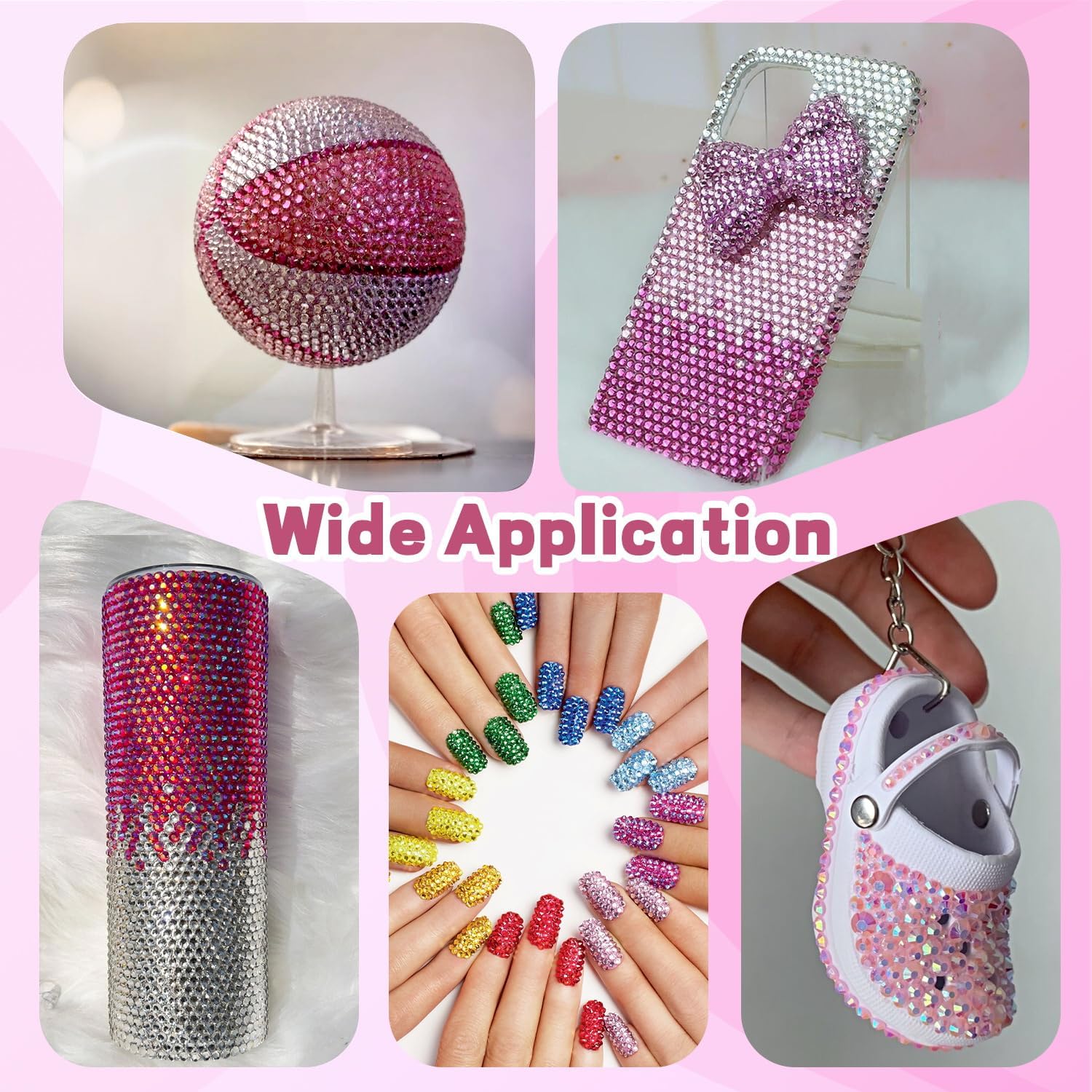 BELLEBOOST gems on tumbler during application demonstrating secure bond and vibrant shine