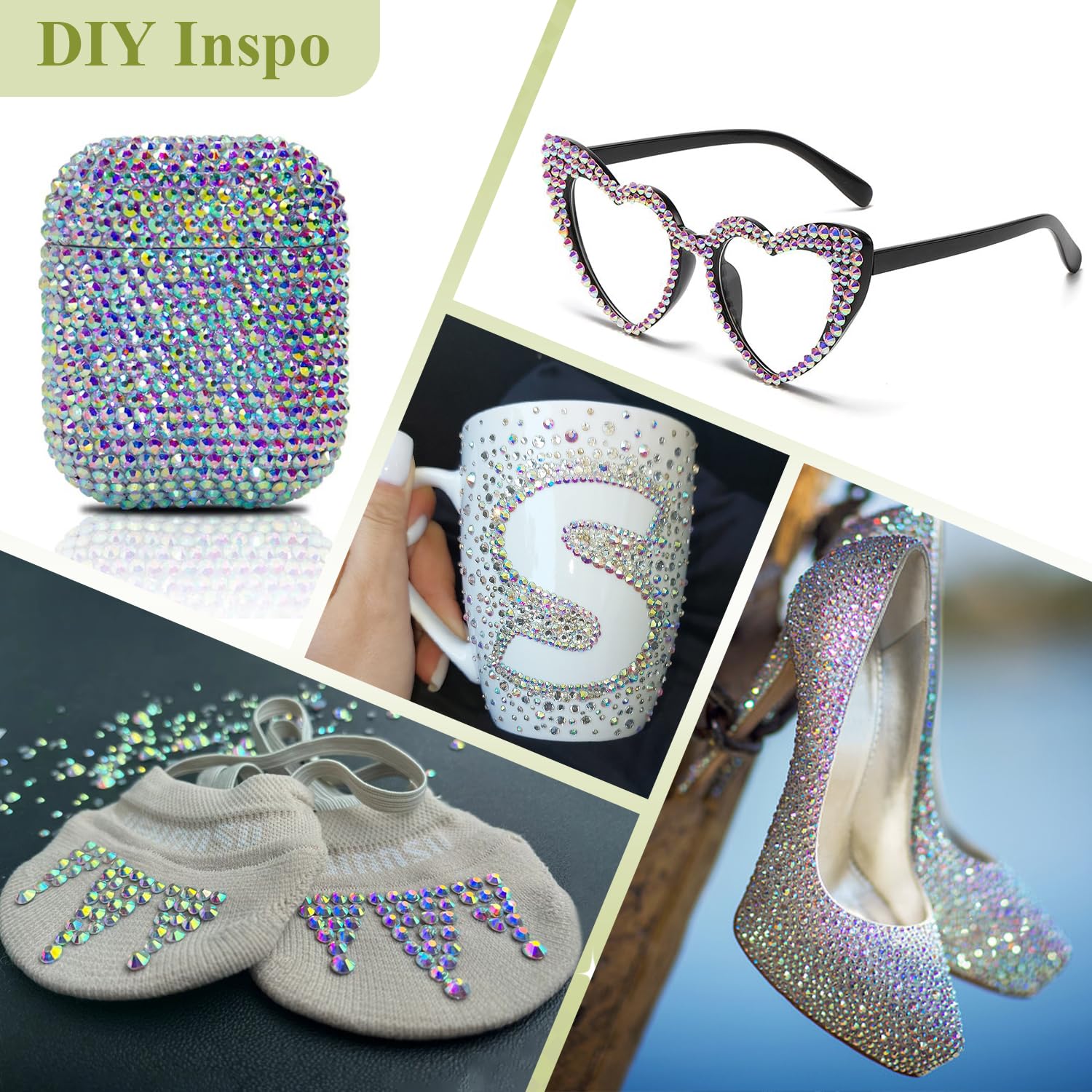 BELLEBOOST gems decorating a tumbler before and after showing transformed sparkle benefit eye-catching finish