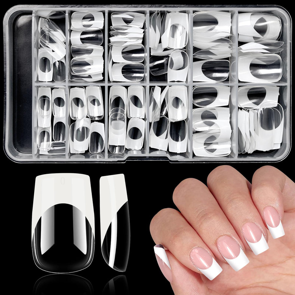 Bellelfin front packaging showing full 120-piece French tip set and compartments benefit quick selection