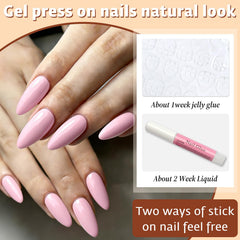 Bellelfin lifestyle shot of woman wearing baby-pink nails for elegant everyday look