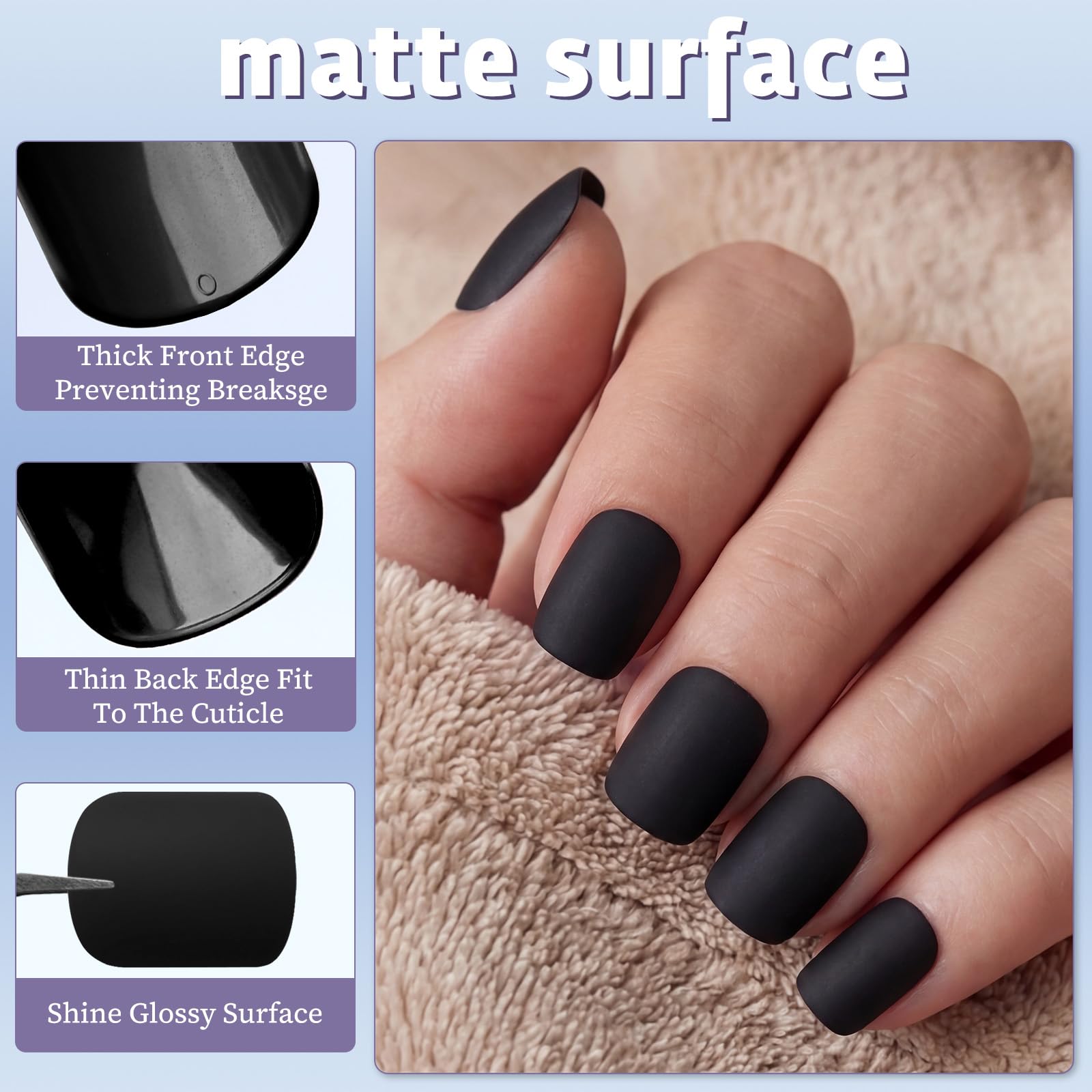 Bellelfin matte black close-up of nail texture highlighting smooth finish