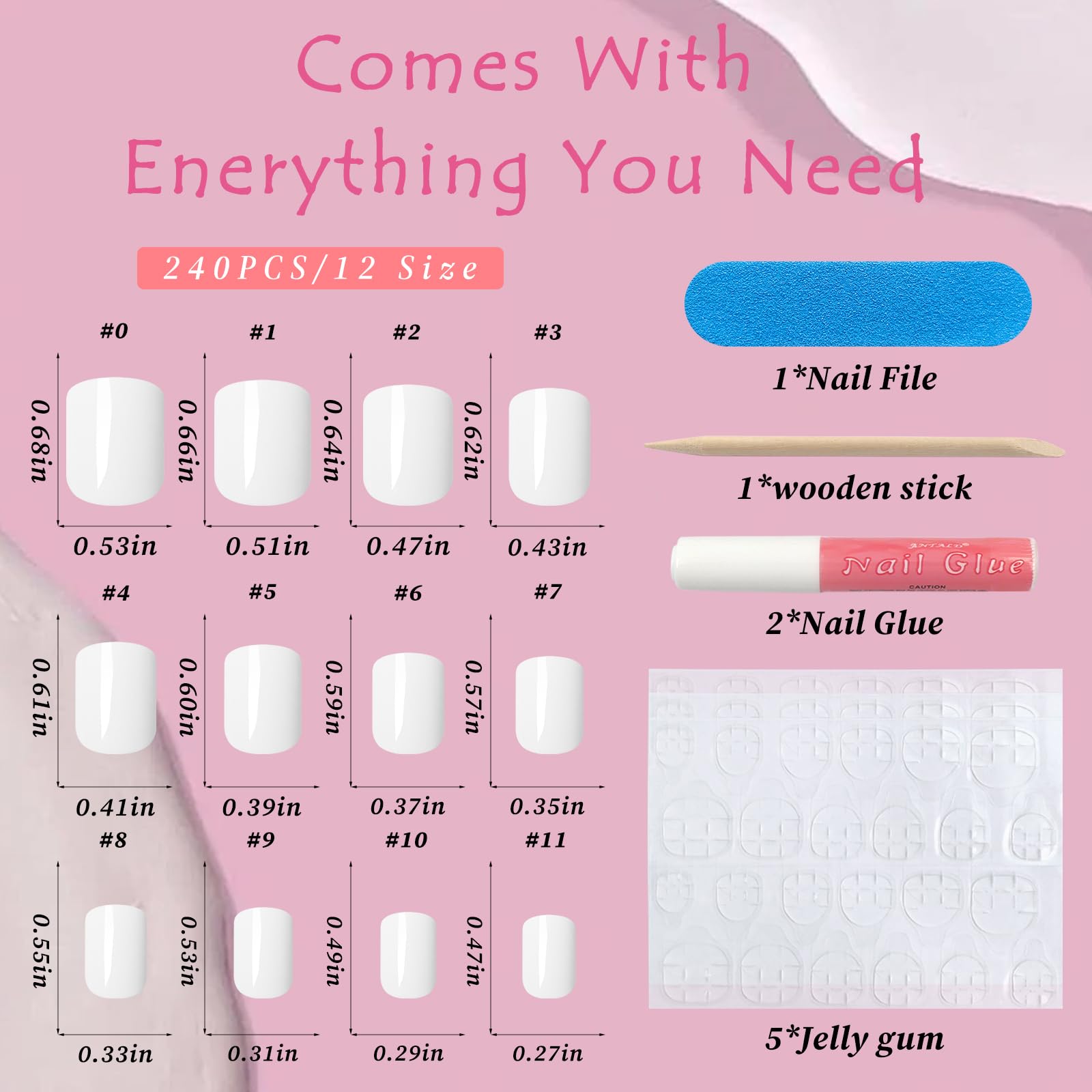 Bellelfin pre-numbered nail sizes displayed flat to help choose correct fit quickly