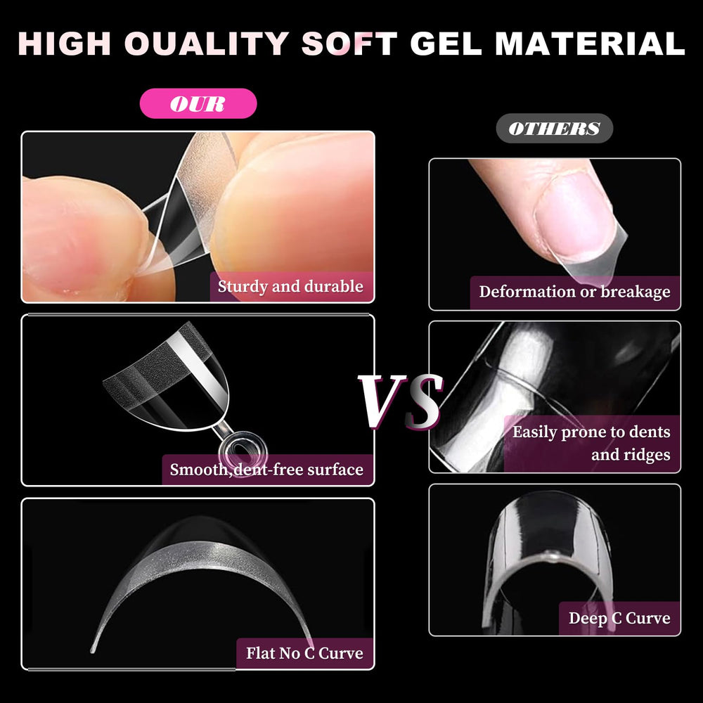 Bellelfin painted short stiletto tips showcasing polish compatibility