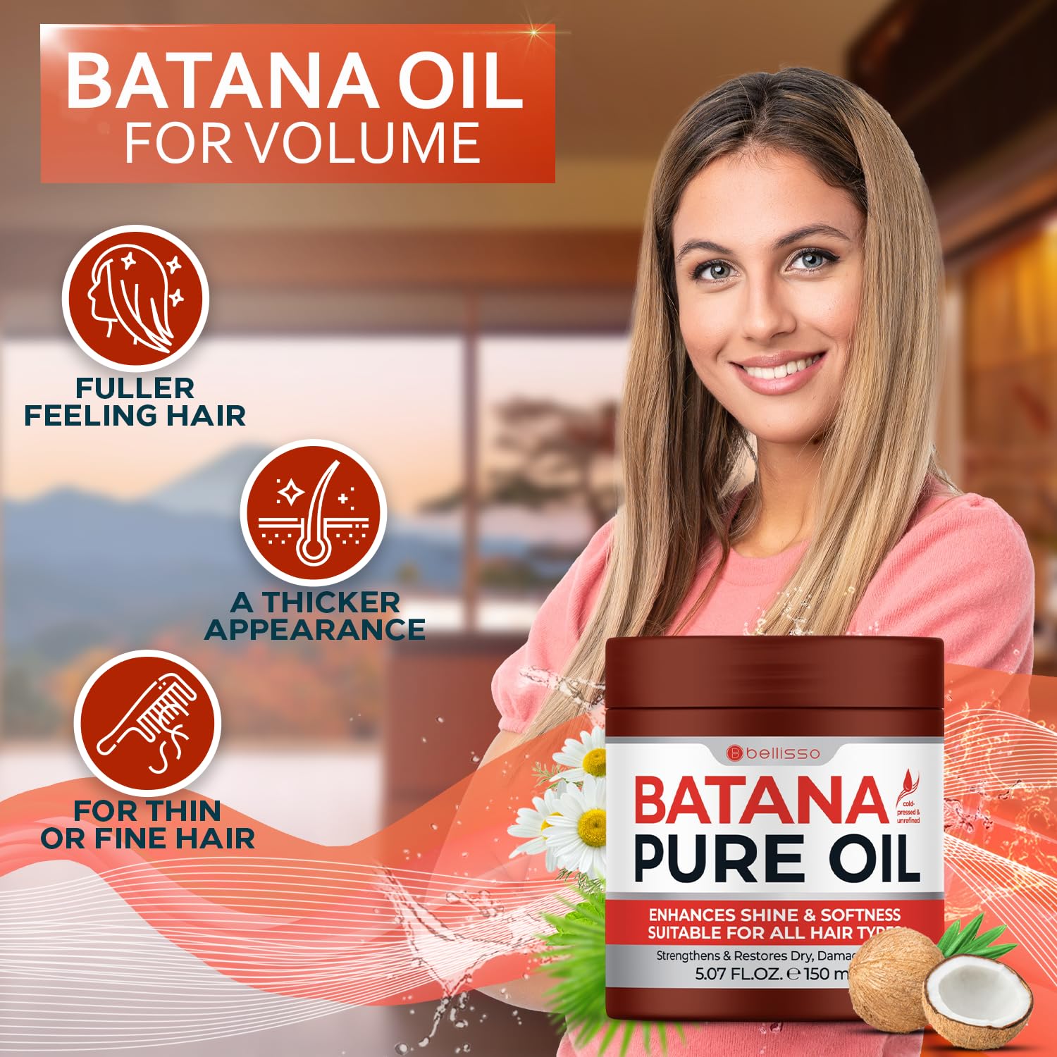 BELLISSO batana oil texture drop highlighting lightweight absorption benefit