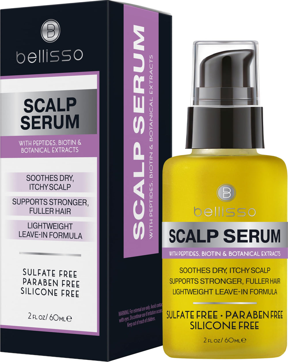 BELLISSO front bottle view showing sleek packaging and product name for quick identification and benefit