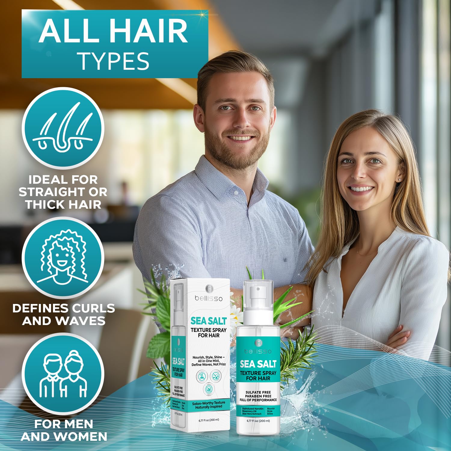 BELLISSO ingredient label highlighting keratin and oils for strength