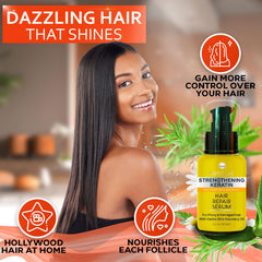 BELLISSO serum applied on damp hair to protect from heat and smooth strands